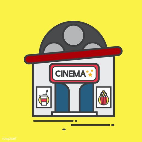 Illustration of a cinema building | premium image by rawpixel.com / Waraporn Cinema Building, Building Cartoon, Cinema Theater, Building Icon, Building Illustration, Mind Map, Cartoon Movies, Movie Theater, Cartoon Illustration