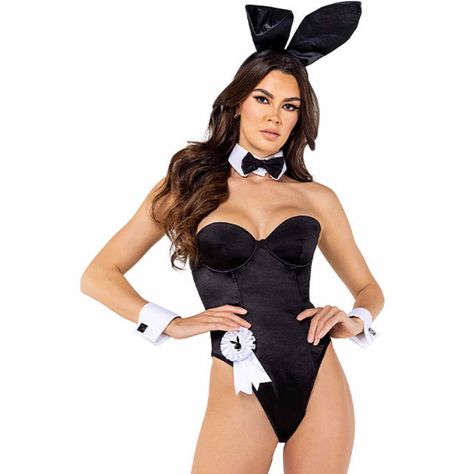 Brand New, Tried On But Never Been Worn Out! Perfect Condition And Still In All The Original Packaging With Every Piece Of The Costume Included. Size Medium. Selling Because It Was A Size Too Big On Me. Playboy Bunny Costume, Bodysuit Costume, Corset Costumes, Black Bunny, Corset Bodysuit, Strapless Bodysuit, Nurse Costume, Curvy Swimwear, Bunny Costume