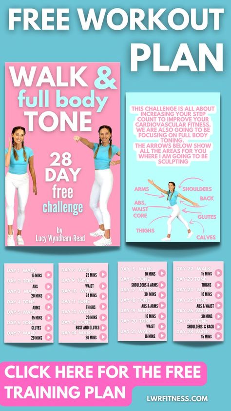 workout plan, exercise guide, free fitness Walk Fit, Back Challenge, Free Workout Plans, Ab Day, Walking Workout, 28 Day Challenge, Plank Challenge, Free Workout, Walking Exercise