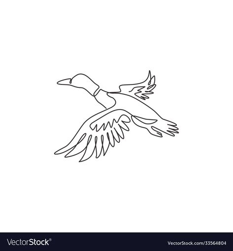 Abstract Duck Tattoo, One Line Duck Tattoo, Mallard Tattoo Ideas, Duck Flying Tattoo, Duck Outline Drawing, Mallard Duck Tattoos, Goose Line Drawing, Duck Line Tattoo, Goose Outline Tattoo