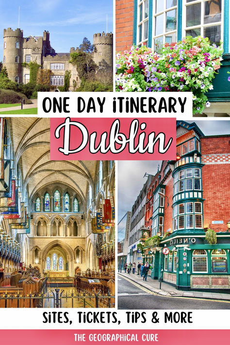 Only have one day in Dublin? This 1 day Dublin guide has you covered! From iconic landmarks like the Book of Kells to the historic St. Patricks' Cathedral and lively Temple Bar, discover all the top attractions to make the most of your 24 hours in Dublin. You’ll  get must-know tips for visiting Dublin, including where to eat, stay, and play. Whether you're a first-time visitor or short on time, this one day Dublin itinerary is for you! Read on for all the best things to do in Dublin in a day! Dublin Itinerary, Things To Do In Dublin, Kilmainham Gaol, The Book Of Kells, Guinness Storehouse, Ireland Itinerary, Visit Dublin, Historic Landmarks, Temple Bar