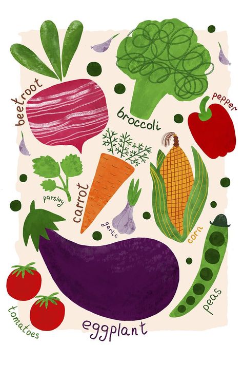 Cute vegatable poster for kids. Wall art, vegetables educational print, classroom decor, watercolo=r vegetables poster, garden vegetables, learning poster, montessori nursery poster Vegetables Poster, Vegetables Illustration, Watercolor Vegetables, Watercolor Procreate, Designer Drawing, Vegetable Drawing, Montessori Nursery, Graphic Design 101, Funny Vegetables