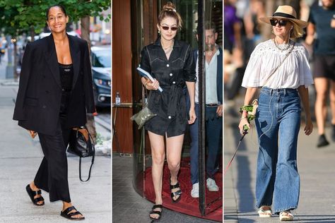 The Classic Birkenstock Sandals Countless Celebrities Own Are Going for as Little as $80 Right Now Birkenstock Sandals Outfit, Designer Ballet Flats, Birkenstock Outfit, Boston Clogs, Birkenstock Sandals Arizona, Timeless Brand, Clogs Style, Sandals Outfit, Birkenstock Sandals