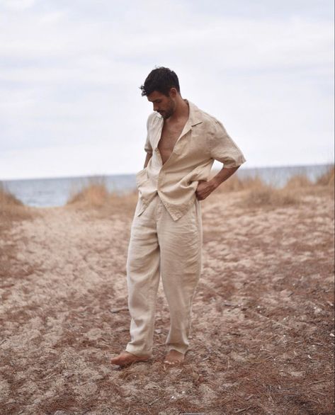 Linen Men Outfit, Linen Outfits For Men, Linen Outfit Men, Beach Outfit Men, Linen Pants Outfit, Half Sleeve Shirt, Mens Linen Pants, Colorful Outfits, Pants Outfit Men