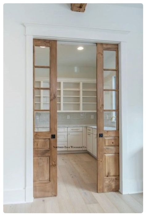 French Doors Farmhouse, Door French Country, Pocket French Doors, French Country Doors, Farmhouse Door, Farmhouse Doors, Pantry Doors, Country Door, Kitchen Pantry Design