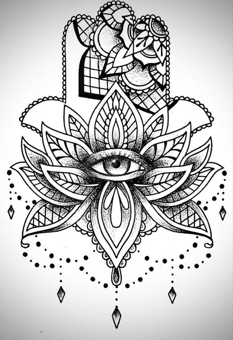 Mandala Tattoo Eye 👁 Third Eye Mandala Tattoo, Lotus Eye Tattoo, 3rd Eye Tattoo Women, Mandala Eye Tattoo, Mandala Throat Tattoo, Third Eye Tattoo Ideas, Hamsa Drawing, Heather Tattoo, Enlightenment Tattoo