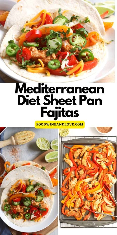 Healthy Meal With Chicken, Mediterranean Diet Chicken, Meal With Chicken, Sheet Pan Fajitas, Pan Fajitas, Mediterranean Diet Breakfast, Mediterranean Diet Food List, Mediterranean Recipes Healthy, Mediterranean Diet Recipes Dinners