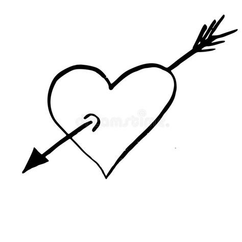 Black hand drawn heart and arrow on white background. Vector des. Ign element for Valentine`s day, t-shirt print, flyer, poster design stock illustration Heart Arrow Tattoo, Poster Design Illustration, Hand Drawn Heart, Dibujo Simple, Drawn Heart, Heart Tattoo Designs, Heart Hands Drawing, Flyer Poster, Heart With Arrow