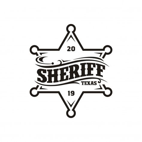 Design de logotipo do vintage retrô sheriff emblema emblema tipografia Vetor Premium Vintage Label Design, Texas Logo, Western Logo, Sheriff Badge, Hipster Logo, Bar Logo, Conference Design, Logo Design Typography, Logo Vintage