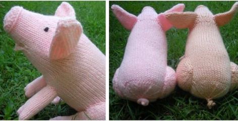 Pig Knitting Pattern, Knit Animals, Diy Tricot, Animal Knitting Patterns, Knitting Toys, Knit Toys, Knitted Animals, Knitted Wit, Baby Knits