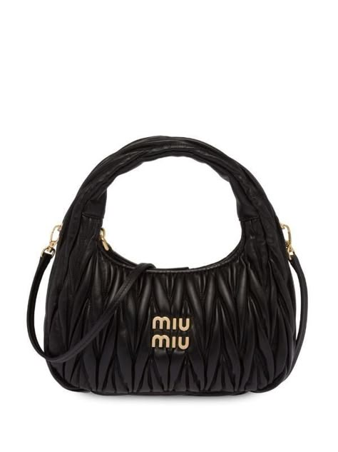 Miu Miu Wander, Metal Lettering, Miu Miu Bag, Lettering Logo, Strap Tops, Ballet Flat Shoes, Medium Bags, Nappa Leather, Top Shoes