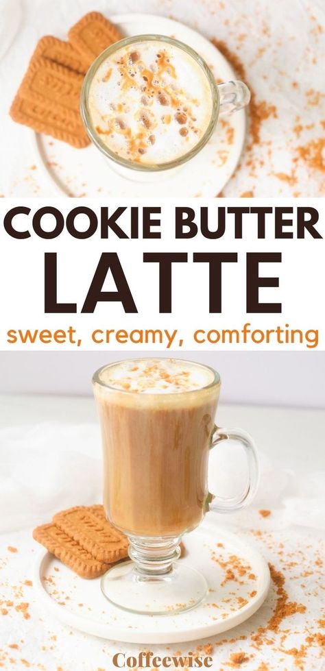 Latte Recipes At Home, Homemade Coffee Recipes, Biscoff Coffee, Biscoff Latte, Milk Frother Recipes, Cookie Butter Latte, Barista Tips, Frother Recipes, Butter Coffee Recipe