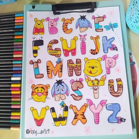 Stylo Art, Hand Lettering Alphabet Fonts, Deco Disney, Beautiful Letters, Hand Lettering Art, Hand Lettering Alphabet, Lettering Alphabet Fonts, Drawing Book, Creative Lettering