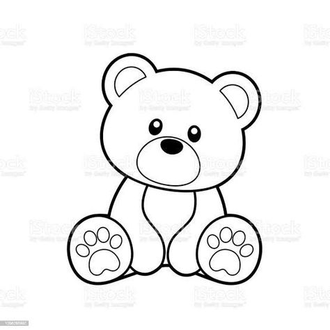 Teddy Bear Drawing Easy, Black And White Stencil, Teddy Bear Doodle, Teddy Bear Outline, Teddy Drawing, Teddy Bear Sketch, Bear Doodle, Bear Coloring Page, Teddy Bear Drawing