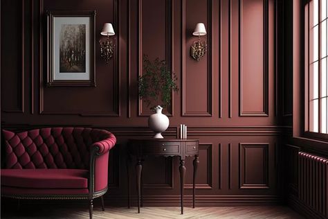 Dramatic Paint Colors, Color Drenching Interiors, Colonial Color Palette, Dining Room Color Palette, Dunn Edwards Colors, Vintage Paint Colors, 2024 Color Trends, Burgundy Walls, 2024 Design Trends