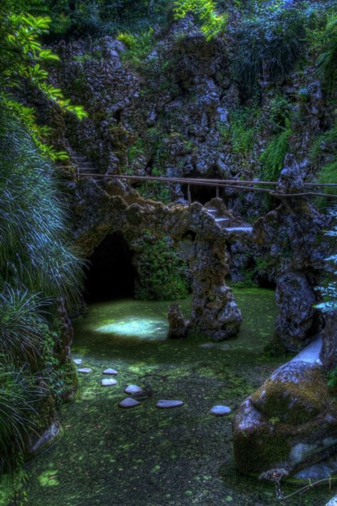 Footbridge, Sintra, Portugal Lush Cave, Minecraft Biome, Element Project, Dr Wardrobe, Mystical Forest, Character Inspo, Green Forest, A Bridge, Paint Ideas