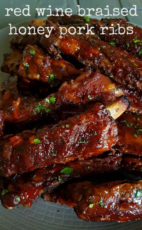 Braised Pork Ribs, Honey Pork, Baked Ribs, Pork Rib Recipes, Braised Pork, Bbq Pork, Rib Recipes, Pork Dishes, Pork Ribs