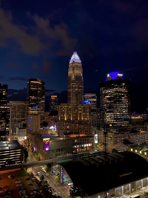 Charlotte City Aesthetic, City Charlotte North Carolina Aesthetic, Downtown Charlotte Nc At Night, City Pfp Night, Charlotte North Carolina Aesthetic Night, Baltimore At Night, Atlanta City Aesthetic, Atlanta At Night, North Carolina Charlotte