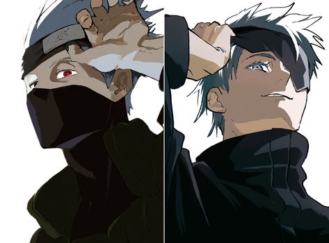 Jujutsu Kaisen Satoru Gojo and Kakashi Hatake HD Wallpaper, Naruto, Blue Eyes, Kakashi Hatake, Jujutsu Kaisen, White Hair, School Uniform, Satoru Gojo, Headband, Blindfold Kakashi Hatake Hd Wallpaper, Roshi Naruto, Gojo And Kakashi, Kakashi Eye, Yahiko Naruto, Six Eyes, Pain Naruto, Hoodie Ideas, Naruto Drawings