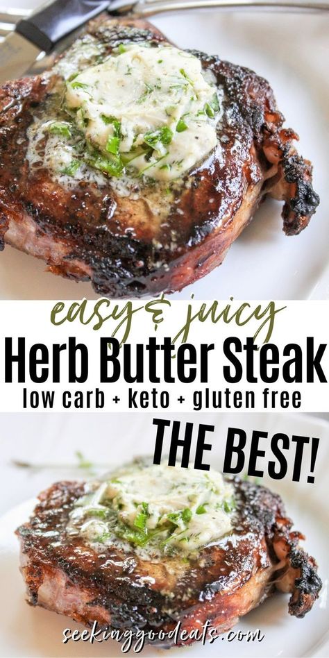 Fresco, Essen, Grilled Steaks On Grill, Low Carb Steak Dinner, Chill Recipes, September Meals, Herb Butter For Steak, Grilled Steak Recipe, Steaks On The Grill