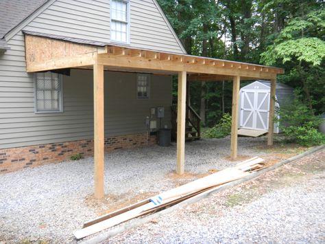 carport additions  | Progress photo of carport in Chesterfield Va Lean To Carport, Carport Addition, Carport Makeover, Portable Carport, Diy Carport, Curved Pergola, Carport Kits, Lean To Roof, Carport Sheds