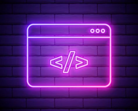 Coding neon icon 1024 X 576, Aesthetic Retro, Retro Vibe, Vector Art, Vector Free, Neon Signs, For Free, Neon, Clip Art