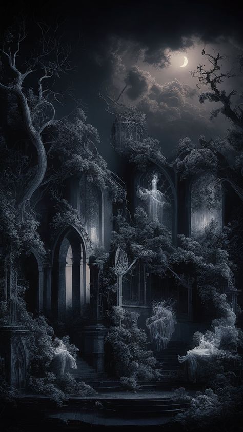 Explore enchanting shadows and light in a dark wallpaper featuring eerie landscapes, gothic architecture, and spectral figures. Perfect for a moody aesthetic. #WallpaperDesign #DarkAesthetic #GothicArt Gothic Fantasy Wallpaper, Gothic Phone Backgrounds, Dark Gothic Aesthetic Wallpaper, Haunted Castles, Fantasy Settings, Shadows And Light, Moody Aesthetic, Wallpaper Aesthetics, Haunted Castle