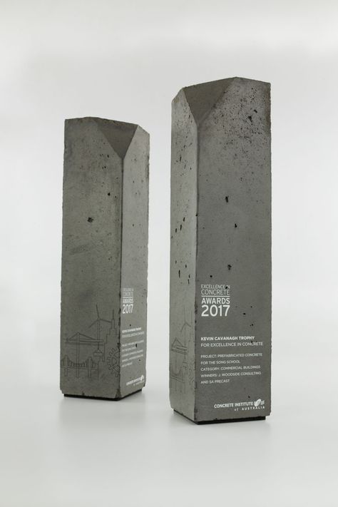 Award Design, Corporate Awards, Award Ideas, Custom Trophies, Trophy Design, Custom Awards, Concrete Crafts, Architecture Awards, Awards Trophy