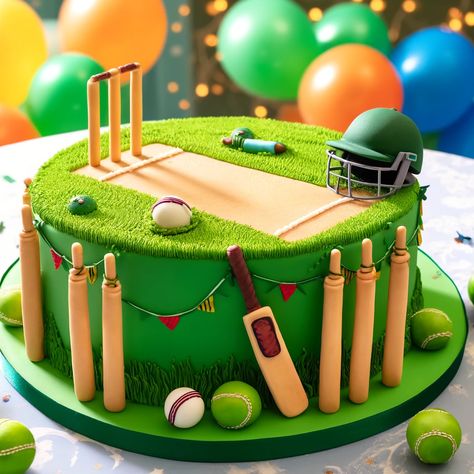 How to Design a Perfect Cricket Theme Birthday Cake (2) Cricket Birthday Decorations, Cricket Themed Birthday Cake, Cricket Cake Ideas, Cricket Themed Birthday Party, Cricket Pitch Cake, Cricket Theme Cake For Men, Cricket Theme Cake Without Fondant, Cricket Birthday Party Ideas, Cake For Cricket Lovers