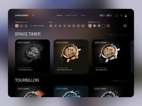 Watch Store Website Design by Bogdan Nikitin Luxury Watch Website Design, Watch Website Design, Watch Graphic Design, Store Web Design, Store Website Design, Stone Island Hoodie, Futuristic Watches, Website Design Inspiration Layout, Jewellery Business