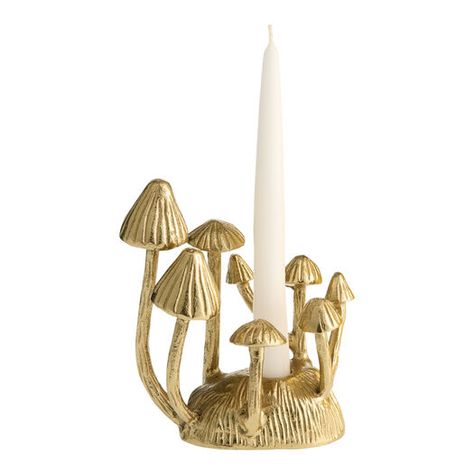 Brass Mushroom Cluster Taper Candle Holder by World Market Mushroom Candle Holder, Mushroom Cluster, Advent Candle Holder, Halloween Facts, Deer Horn, Halloween Traditions, Taper Candle Holder, Advent Candles, Crystal Candle Holder