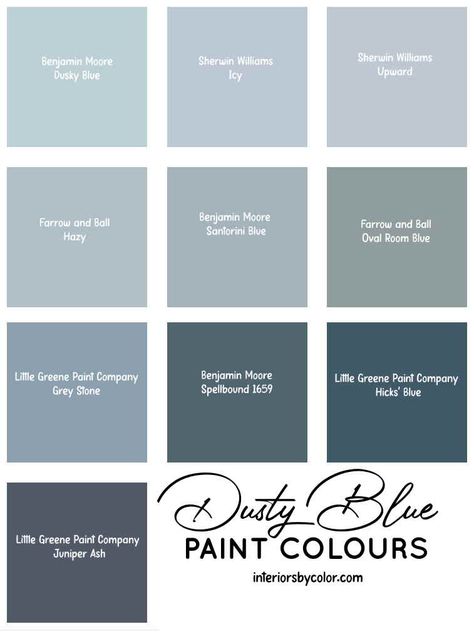 Sherwin Williams Retreat Green Paint Color - Interiors By Color Grey Blue Paint, Dusty Blue Paint, Deep Blue Paint, Light Blue Paint Colors, Blue Paint Color, Gray Paint Colors, Blue Gray Paint Colors, Blue Painted Walls, Yellow Paint Colors