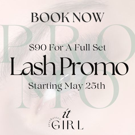 Get ready to bat those lashes with confidence! Our lash promo is here to make your eyes sparkle brighter than ever before. As an introduction offer, starting on May 25th it’s $90 for any full classic, hybrid, or volume set when you book with Laci our newest lash tech! Available for booking online now!🫶🏻 ❥ 14 Second Street, Orangeville ❥ (519) 938-0694 ❥ hello@itgirlaesthetics.ca #LiftandTint #LashGoals #BrowTinting #LashStudio #BrowLamination #LashExtensions #Hairextensions #lashesandbrows... Lash Promo, Lash Quotes, Lash Tech, Brow Tinting, Brow Lamination, Lash Extensions, Books Online, Your Eyes, Hair Extensions