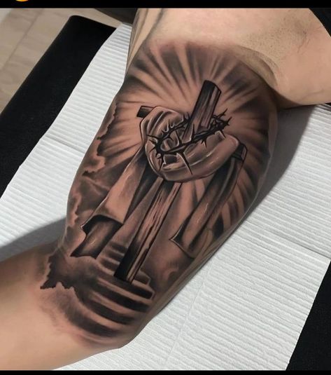 Angle Tattoo For Men, Inside Bicep Tattoo, Unique Cross Tattoos, Memorial Tattoo Ideas, Shoulder Sleeve Tattoos, Inner Arm Tattoos, Unique Tattoos For Men, Chicano Tattoos Sleeve, Cool Half Sleeve Tattoos