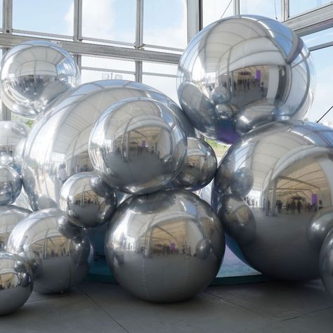 Giant Inflatable, Ceiling Installation, Mirror Ball, Miami Art, Art Fair, Design Inspo, Creating Art, Installation Art, Corporate Events