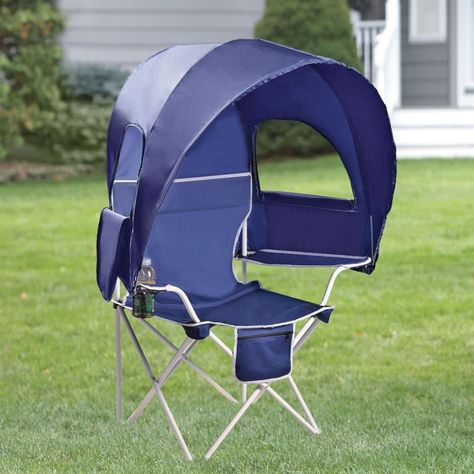 Camp Chair With Canopy. Ok , we get it, the sun is bad, but this char is kinda silly Chair With Canopy, Beach Chair With Canopy, Sport Chair, Camp Chair, Folding Camping Chairs, Outdoor Folding Chairs, Foldable Chairs, Shade Canopy, Camping Chair