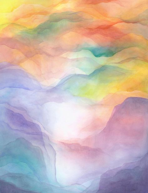 Mountains of Home Watercolor Veil Print - Etsy Canada Lazure Painting, Veil Painting, Rudolf Steiner, Watercolor Greeting Cards, 수채화 그림, Watercolor Inspiration, Spiritual Art, Abstract Watercolor, 그림 그리기