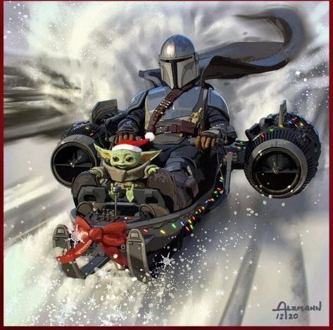 Mandalorian Christmas, Tom Taylor, Ralph Mcquarrie, Dashing Through The Snow, Making Spirits Bright, Star Wars Christmas, Christmas Card Art, Merry Christmas Images, Star Wars Wallpaper