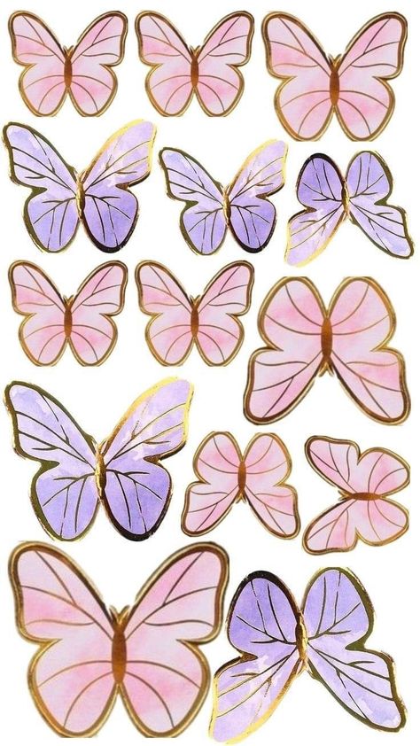 Purple Butterfly Printable Cake Topper, Pink Butterflies Printable, Butterfly Cake Topper Printable, Purple Butterfly Printable, Pastel Butterfly Cake, Pink Butterfly Printable, Butterfly Stickers Printable, Butterfly Topper, Butterfly Theme Cake