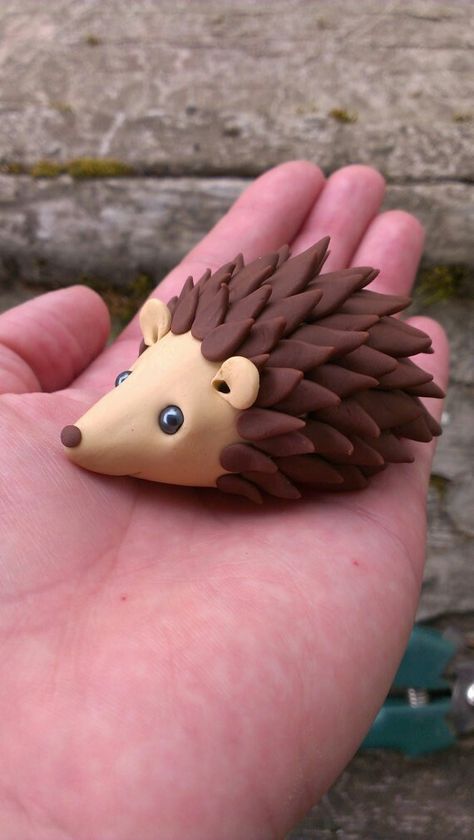 Clay Porcupine, Fondant Hedgehog, Polymer Clay Hedgehog, Gumpaste Animals, Clay Hedgehog, Fondant Animals, Polymer Clay Figures, Polymer Clay Diy, Polymer Clay Animals