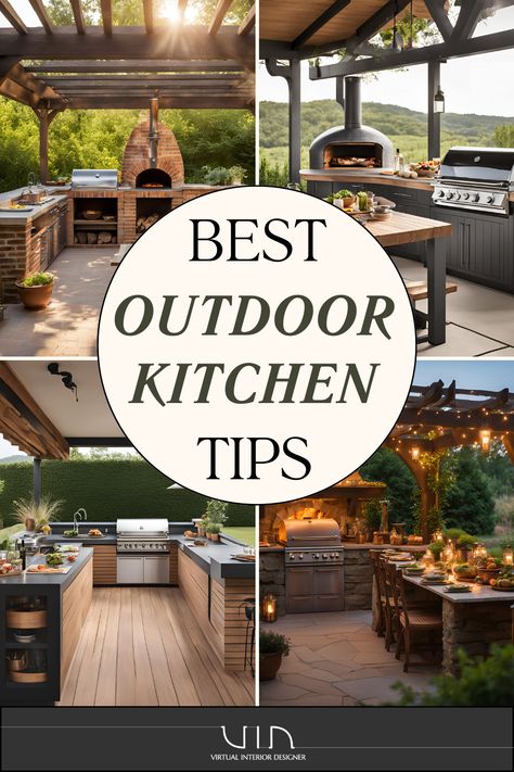 Create the perfect outdoor kitchen with these top tips! From sleek designs to eco-friendly options, this guide helps you blend style and sustainability. Whether you’re dreaming of a rustic wood-fired oven or a modern grilling station, discover how to make your space functional and beautiful. Dive into the full blog post for eco-inspired ideas to elevate your backyard with smart, sustainable solutions: Eco-Inspired Outdoor Kitchens Charming Backyard, Rustic Outdoor Kitchen, Rustic Outdoor Kitchens, Luxury Outdoor Kitchen, Small Outdoor Kitchens, Outdoor Grill Area, Outdoor Cooking Spaces, Modern Outdoor Kitchen, Rustic Patio