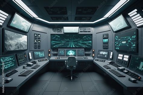 Command Room, Security Room, Scifi Interior, Hidden Room, Tech Room, Spaceship Interior, Home Studio Setup, Control Room, Futuristic Interior