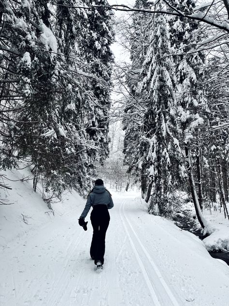 Woman In Snow Aesthetic, Snow Walk Aesthetic, Pnw Winter Aesthetic, Snow Shoeing Aesthetic, Snow Mood Board, Winter Walking Aesthetic, Winter Wellness Aesthetic, Winter Walk Aesthetic, Snow Day Aesthetic