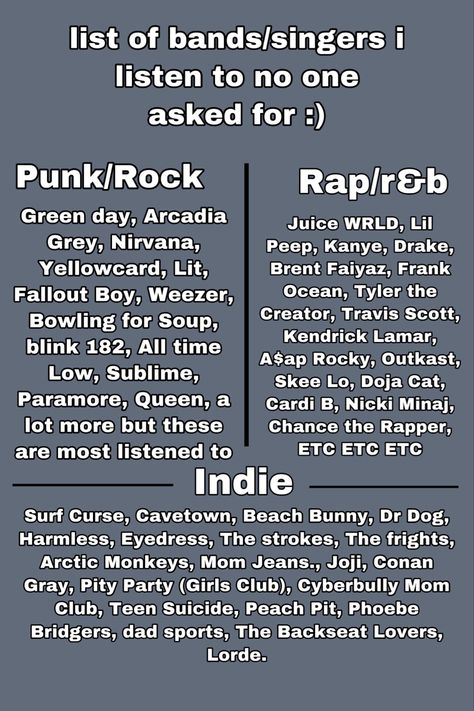 Punk Songs Playlist, Types Of Rock Music, Song Recommendations Rock, Punk Rock Playlist Names, Pop Punk Playlist Names, Alt Music Recommendations, Indie Rock Playlist Names, Punk Music Recommendations, Punk Playlist Names