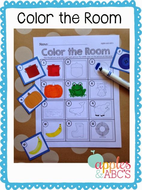 Color The Room Preschool, Preschool Write The Room, Write The Room Preschool, Beginning Of Kindergarten, Kindergarten Colors, Sensory Bag, Color Unit, Preschool Centers, Fall Kindergarten