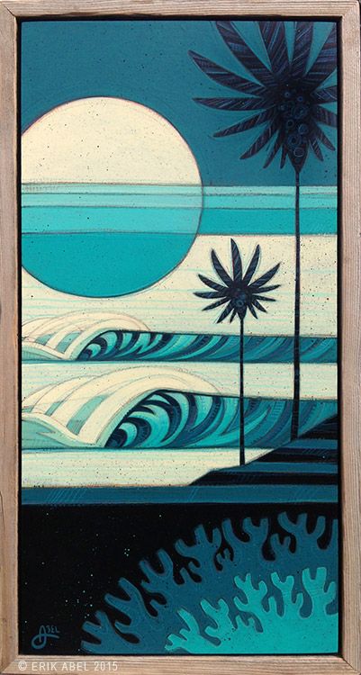 Surf Art Painting, Deco Surf, Retro Surf Art, Arte Peculiar, Retro Surf, Surf Poster, Surfboard Art, Soyut Sanat Tabloları, Wave Art