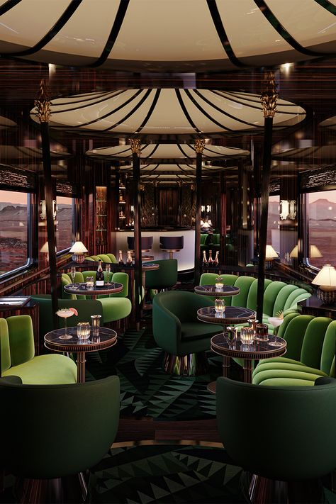 Mirror Ceiling, Santa Helena, Decoration Restaurant, Luxury Train, Art Deco Movement, Orient Express, Miami Design, Train Car, Sharjah