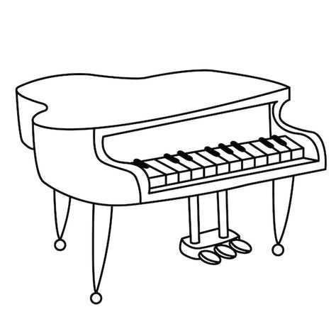 A black and white drawing of a piano | Premium Vector #Freepik #vector #grand-piano #pianist #synthesizer #playing-piano Drawing A Piano, Simple Piano Drawing, Gambar Piano, How To Draw Piano, Drawing Of Piano, Piano Outline, Piano Drawing Easy, Watercolour Objects, Piano Black And White