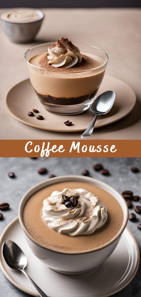 Coffee Mousse | Cheff Recipes Mocha Cream Filling, Coffee Mug Desserts, Coffee Mousse Truffles, Coffee Flavor Desserts, Dessert In Wine Glasses, Coffee Jello Desserts, Coffee Mouse Desert, Chocolate Mousse Dessert Ideas, Coffee Gelatin Dessert