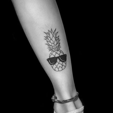 Pineapple Tattoos, Pinapple Tattoos, Skull Thigh Tattoos, Beachy Tattoos, Small Arrow Tattoos, Hawaii Pineapple, Hawaii Tattoos, Pineapple Tattoo, Cool Tattoo